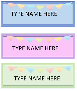 Preview of Desk Names- Bunting Design - Editable