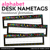 Student Desk Name Tags with Black Backgrounds | EDITABLE A