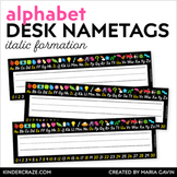 EDITABLE Desk Nametags with the Alphabet Italic Formation 