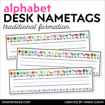 Preview of Student Desk Name Tags | Alphabet Desk Name Plates | EDITABLE