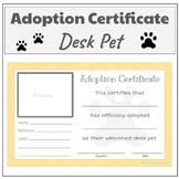 Desk Pet Adoption Certificate: Half-Page & Full Page Versions