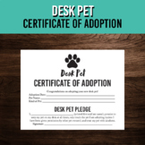 Desk Pet Adoption Certificate | Printable Template | Class