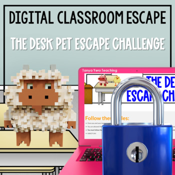 Preview of Desk Pet Digital Escape Room Grades 3-5 Math Review Test Prep