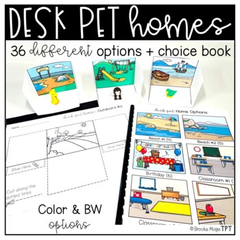 Preview of Desk Pet Homes Printable Resource with Choice Book
