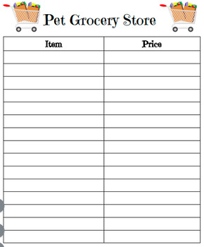 Preview of Desk Pet Job Organization (Grocery Store)