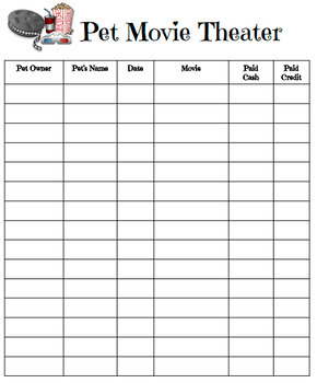 Preview of Desk Pet Job Organization: Movie Theater