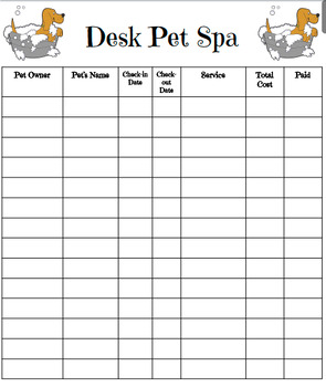 Preview of Desk Pet Job Organization: Pet Spa