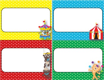 desk plates labels tags more editable circus theme