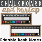 Desk Plates in a Chalkboard and Burlap Classroom Decor Theme