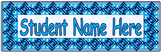 Desk Tag for Students: Blue Geometric Squares (Editable)