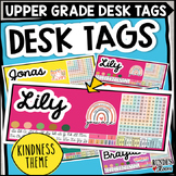 Desk Tags Editable Bright Sticker Theme for Upper Grades