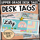 Desk Tags Editable Neutral Sticker Theme for Upper Grades