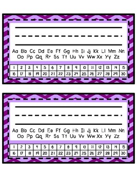 Desk s Printable Name s With Alphabet Numbers Purple Chevron