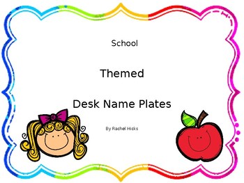 Preview of Desk and tub plates - school themed