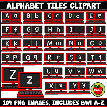 Preview of Desktop Alphabet Tiles Clipart (Moveable images)