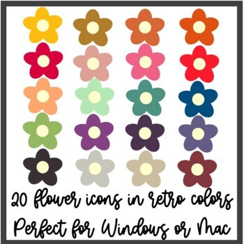 Desktop Folder Icons for Windows or Mac Retro Flowers | TpT