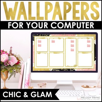 Preview of Computer Desktop Wallpaper Organizers - Chic & Glam - Pink, Black, Gold, Glitter