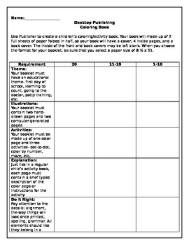 Preview of Desktop Publishing Color Book Activity & Rubric - Sub Folder