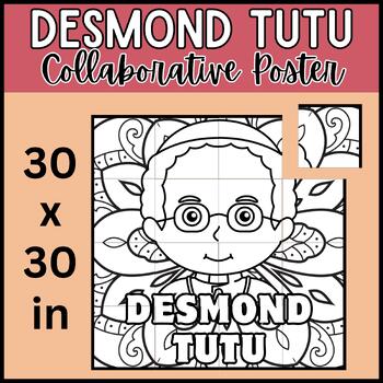 Preview of Desmond Tutu Coloring Collaborative Poster - Human Rights Month Leader