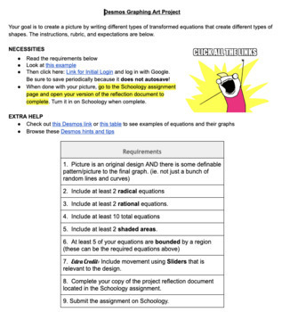 Preview of Desmos Art Project Directions