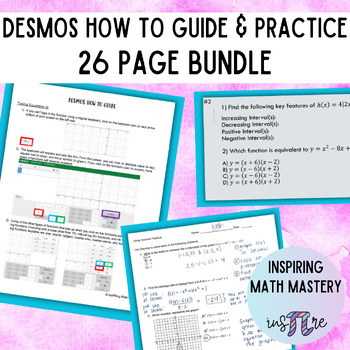 Preview of Desmos Graphing How To Guide & Practice Worksheet BUNDLE