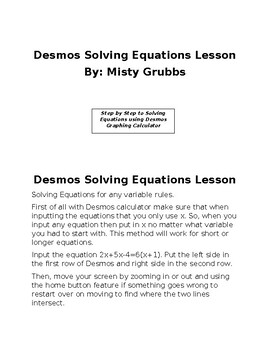 Preview of Desmos Solving Equations Steps