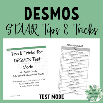 Preview of Desmos Tips & Tricks 19 Mini Anchor Charts- STAAR Texas EOC