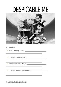 Preview of Despicable Me worksheet