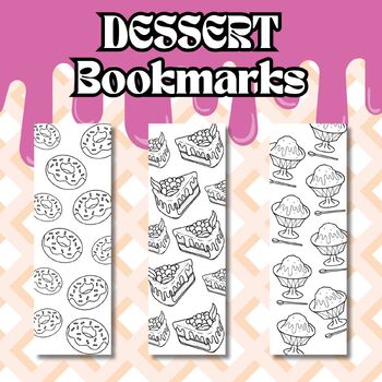 Preview of Dessert Coloring Bookmarks - for Library Skills