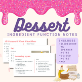Dessert Ingredient Function Notes | CTE, Culinary, FACS, FCS