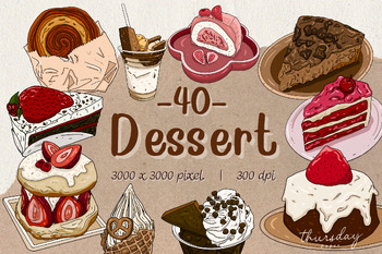 Preview of Dessert clipart, Dessert design bundle, Png art bundle
