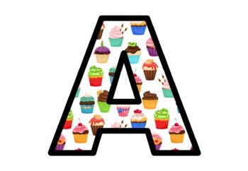 Preview of Desserts Cupcakes Bulletin Board Letters, Classroom Décor