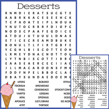 Preview of Desserts Word Search