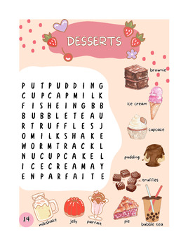 Preview of Desserts - Word Search Puzzles