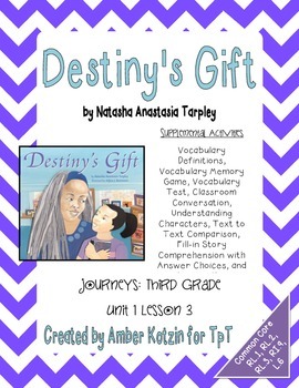 Preview of Destiny's Gift Mini Pack Activities 3rd Grade Journeys Unit 1, Lesson 3