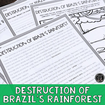 Preview of Destruction of Brazil's Rainforest Reading & Writing Activity (SS6G2, SS6G2b)