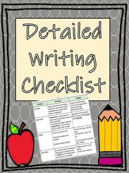 Preview of Detailed Writing Checklist for Students