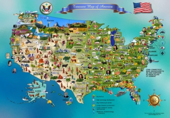 Preview of Detailed map of the United States includes history, economy, wealth, culture,