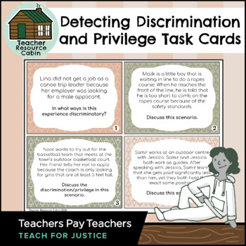 Preview of Detecting Discrimination and Privilege Task Cards | Teach For Justice