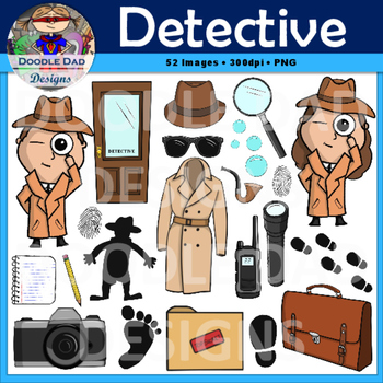 Preview of Detective Clip Art (Spy, Sherlock Holmes, Disguise, Magnifying Glass)