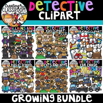 Preview of Detective Clipart Growing Bundle {Detective Clipart}