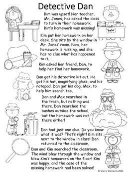 Reading Comprehension Passage Detective Dan by Sherry Clements | TpT