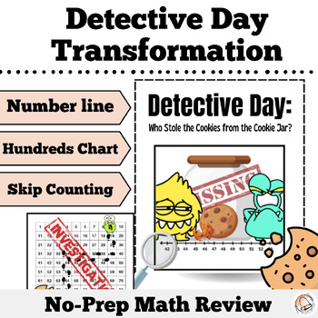 Preview of Detective Day Transformation Breakout | Addition + skip counting Review Activity