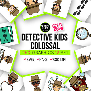 Preview of Detective Kids Clipart Bundle