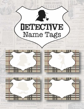 Detective Theme Name Tags or Labels *Editable* by Busy B's Resources