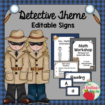 Detective Theme Sign Templates {Editable} by The Knitted Apple | TpT