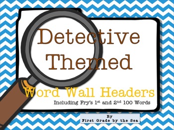 Preview of Detective Themed Word Wall (Chevron) with word cards