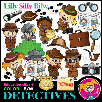Preview of Detective Work - B/W & Color clipart {Lilly Silly Billy}