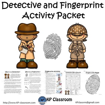 Preview of Detective and Fingerprint No Prep Activity Packet and Worksheets