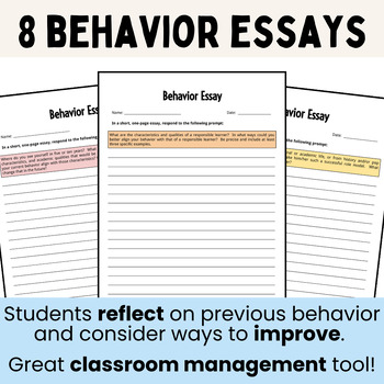 Detention Form & Behavior Essay Prompts